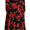 Dolce & Gabbana Black Sicily Bag Print Flared Midi Dress