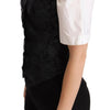 Dolce & Gabbana Black Jacquard Floral Waistcoat Vest Green