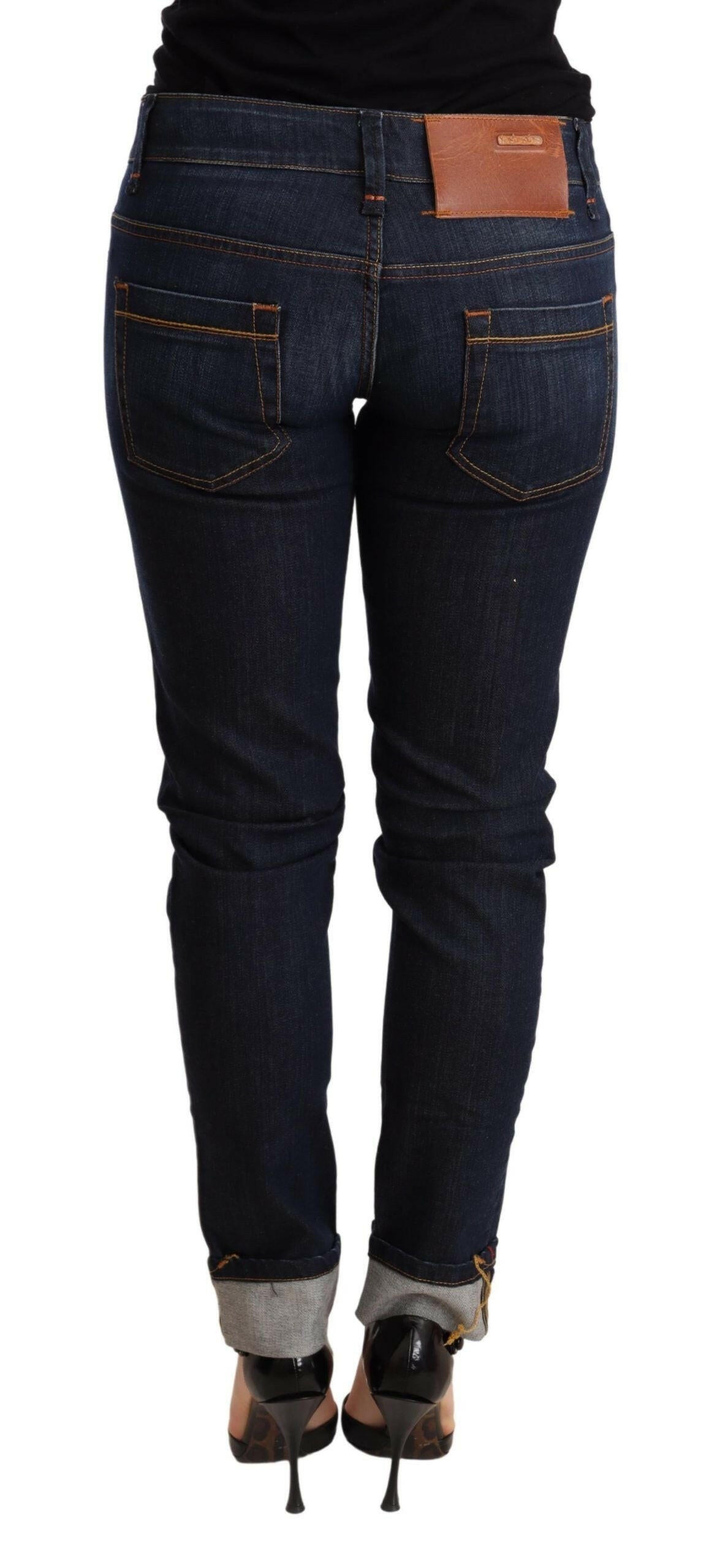 Acht – Blau verwaschene Skinny-Jeans mit niedriger Taille