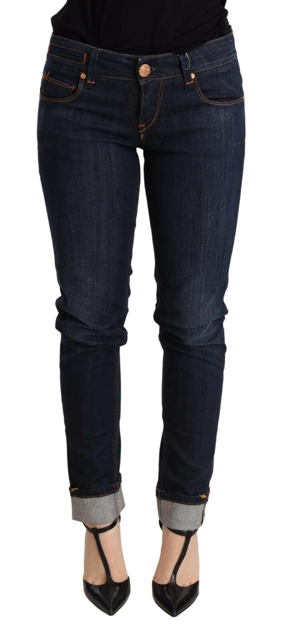Acht – Blau verwaschene Skinny-Jeans mit niedriger Taille