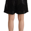 Dolce & Gabbana Black Floral Brocade High Waist Mini Shorts