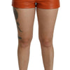 Dolce & Gabbana Orange Leather High Waist Hot Pants Shorts