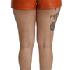 Dolce & Gabbana Orange Leather High Waist Hot Pants Shorts