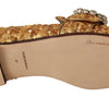 Dolce & Gabbana Gold Sequin Crystal Flat Women Loafers Shoes