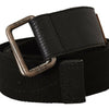 Costume National Black Cotton Ducati Metal Buckle Belt