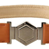 GF Ferre Multicolor Leather Silver Hexagon Logo Buckle Belt