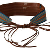 Exte Brown Leather Wide Waistband Tie Fastening Belt