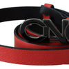 Costume National Red Reversible Leather Logo Belt