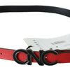 Costume National Red Reversible Leather Logo Belt