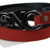 Costume National Red Black Leather Black Logo Buckle Blood Belt