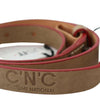 Costume National Beigefarbener Ledergürtel mit silberner Logoschnalle