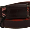 Costume National Brown Leather Double Rustic Silver Buckle Belt