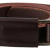 Costume National Brown Leather Double Rustic Silver Buckle Belt