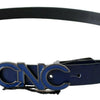 Costume National Blue Leather Logo Skinny Fashion  Belt