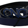 Costume National Blue Leather Logo Skinny Fashion  Belt