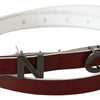 Costume National Maroon Leather Logo Skinny Fashion