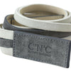 Costume National White Velvet Square Logo Design Waist Belt
