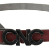 Costume National Maroon Skinny Leather Logo Fashion Belt