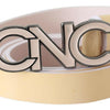 Costume National Beige Leather Pink Letter Logo Belt