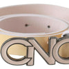 Costume National Beige Leather Pink Letter Logo Belt