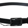 Costume National Black Leather Velvet Square Buckle Waist