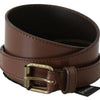 PLEIN SUD Brown Genuine Leather Rustic Metal Buckle Belt
