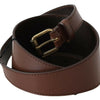 PLEIN SUD Brown Genuine Leather Rustic Metal Buckle Belt