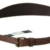 PLEIN SUD Brown Genuine Leather Rustic Metal Buckle Belt