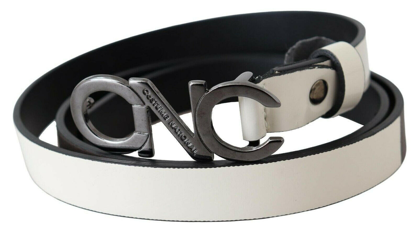 Costume National Belt – Gürtel aus metallisch grauem Leder mit Logo