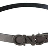 Costume National Belt – Gürtel aus metallisch grauem Leder mit Logo