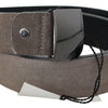 Costume National Brown Leather Square Logo Buckle Belt