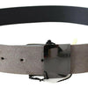 Costume National Brown Leather Square Logo Buckle Belt