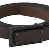 Costume National Brown Leather Tactical Logo Screw Buckle Belt