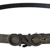 Costume National Dark Brown Leather Letter Logo Buckle Belt