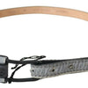 Ermanno Scervino Black Leather Fringes Logo Buckle Belt