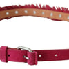 Ermanno Scervino Maroon Leather Fringes Silver Buckle Waist Belt