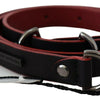 Costume National Black Red Skinny Leather Logo Belt