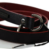 Costume National Black Red Skinny Leather Logo Belt
