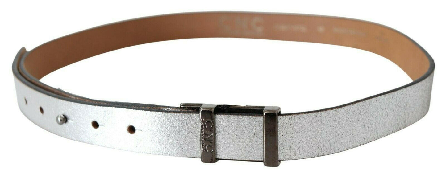 Costume National Brown Metallic Silver Leather Belt