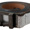 Costume National Brown Metallic Silver Leather Belt