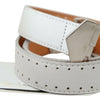 GF Ferre White Leather Hexagon Logo Buckle Waist Belt