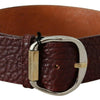 GF Ferre Bordeaux Wide Leather Waist Gold Silver Belt