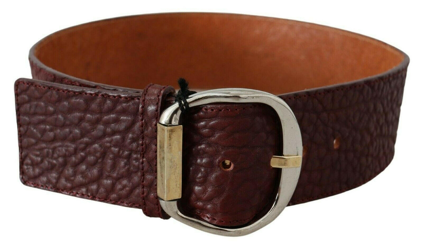 GF Ferre Bordeaux Wide Leather Waist Gold Silver Belt