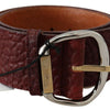 GF Ferre Bordeaux Wide Leather Waist Gold Silver Belt