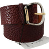 GF Ferre Bordeaux Wide Leather Waist Gold Silver Belt