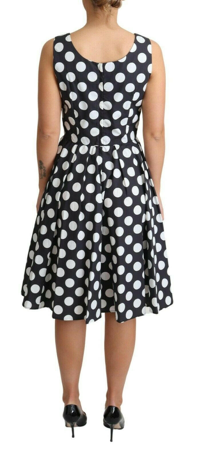 Dolce & Gabbana Black Polka Dotted Cotton A-Line Dress