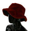 Dolce & Gabbana Red Bordeaux Fur Wide Brim Bucket  Hat