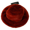 Dolce & Gabbana Red Bordeaux Fur Wide Brim Bucket  Hat
