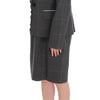 BENCIVENGA Gray Checkered Cotton Blazer Dress Set Suit