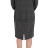 BENCIVENGA Gray Checkered Cotton Blazer Dress Set Suit